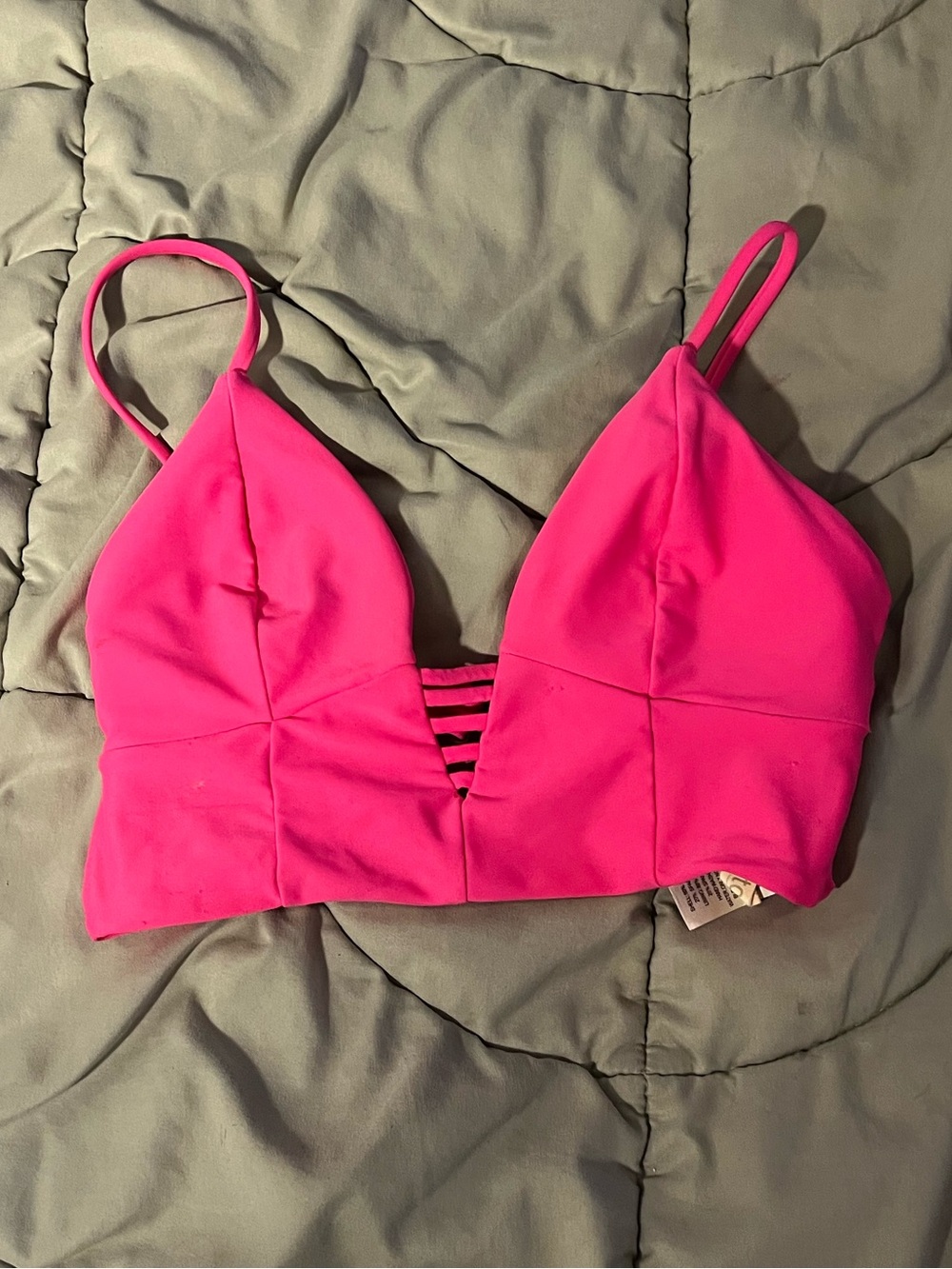 Tori Praver hot pink strappy bikini top